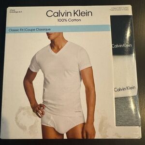 Calvin Klein V-Neck T-Shirt 3 Pack - Black, Gray, White
